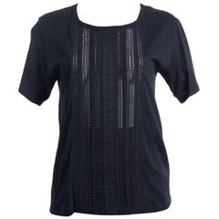 Saint Laurent Women's Black Broderie Anglaise T-shirt