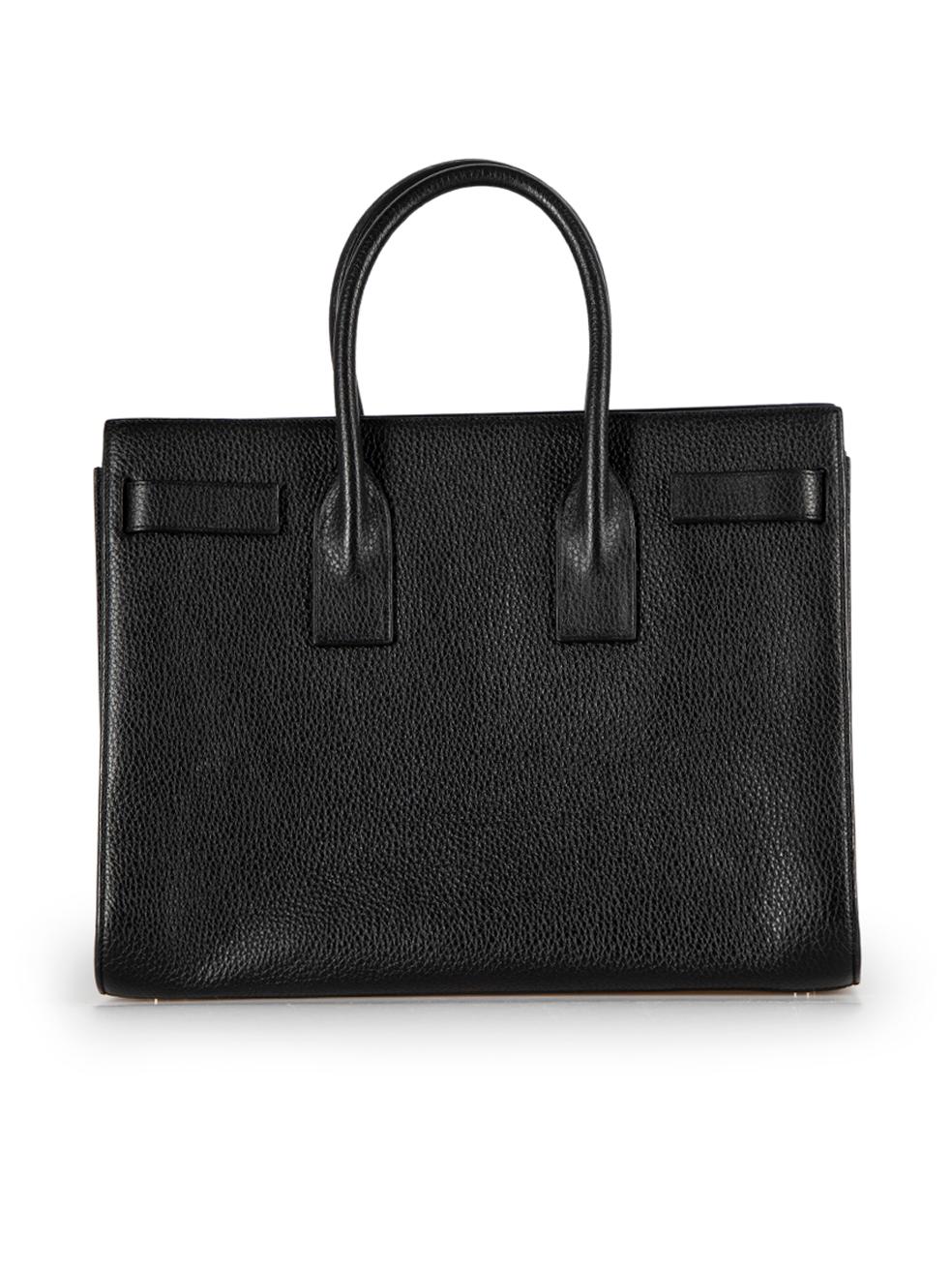 Saint Laurent Women's Black Grained Leather Sac de Jour Handbag In Good Condition In London, GB