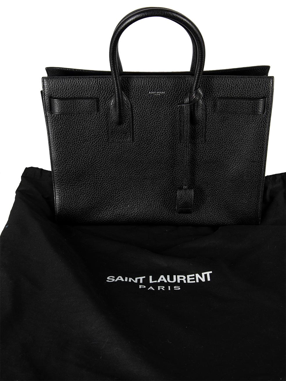 Saint Laurent Women's Black Grained Leather Sac de Jour Handbag 3
