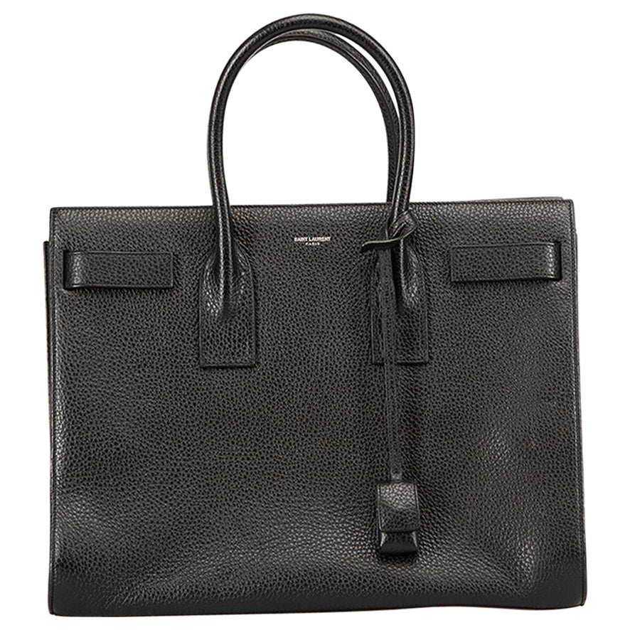 Saint Laurent Women
s Black Grained Leather Sac de Jour Handbag