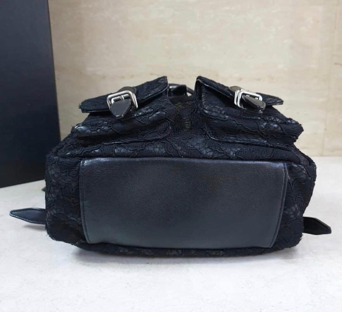 Saint Laurent Women's Black Lace-coated Leather Backpack 3
