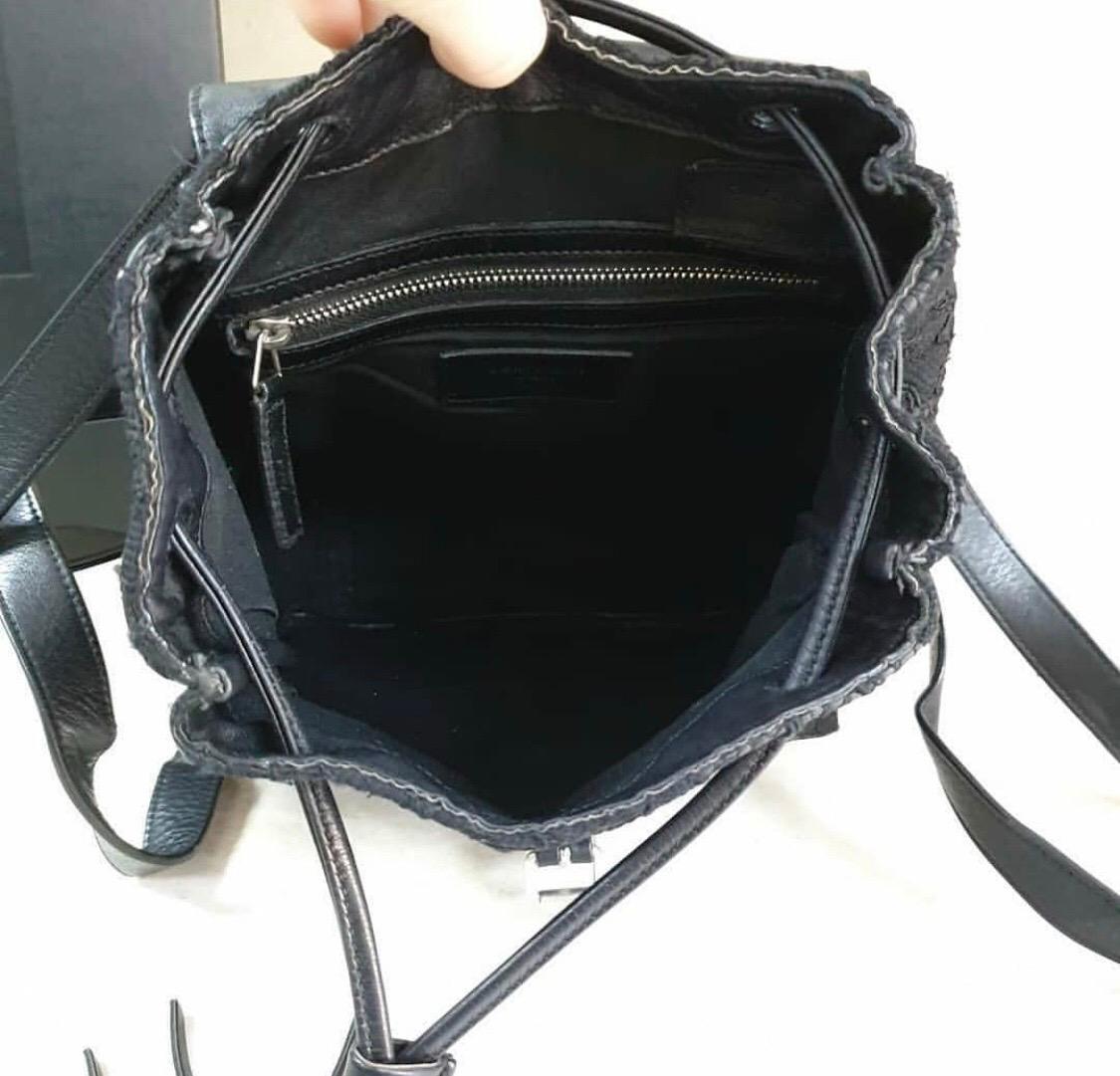 Saint Laurent Women's Black Lace-coated Leather Backpack 5