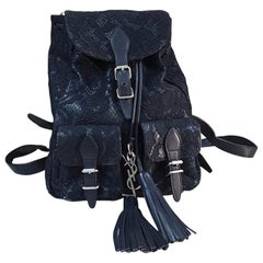 Saint Laurent Women's Black Lace-coated Leather Backpack