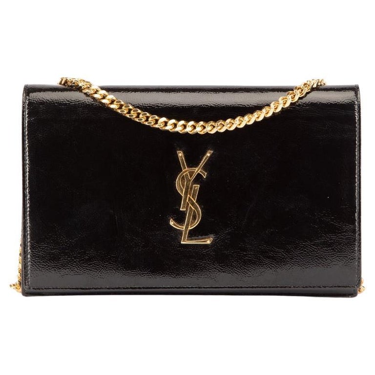 Saint Laurent Women's Black Patent Leather Monogram Kate Wallet On