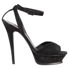 Saint Laurent Women's Black Suede Platform Sandals