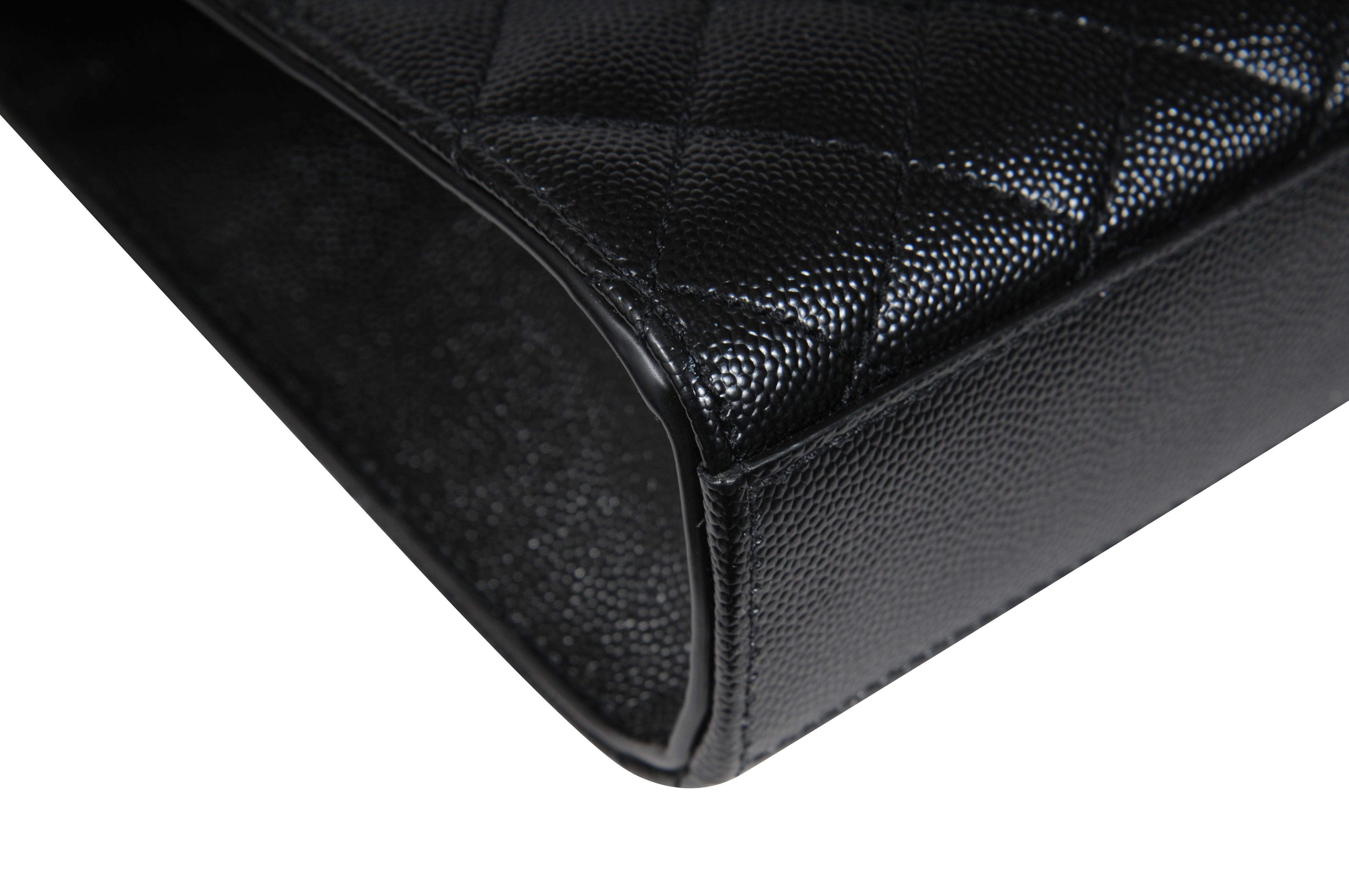 Saint Laurent Womens Envelope Medium Gesteppte Strukturierte Leder Umhängetasche Schwarz im Angebot 7