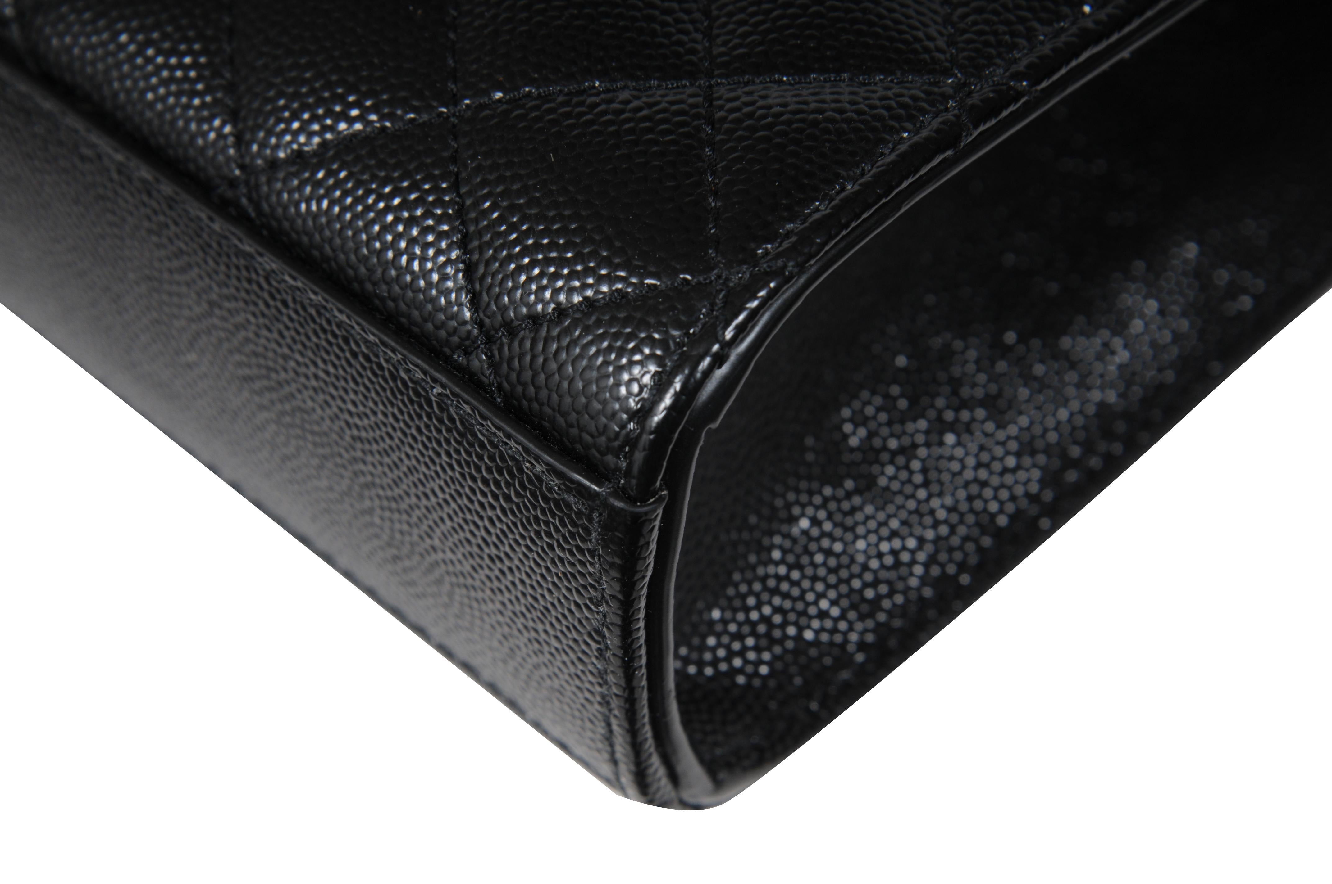 Saint Laurent Womens Envelope Medium Gesteppte Strukturierte Leder Umhängetasche Schwarz im Angebot 8