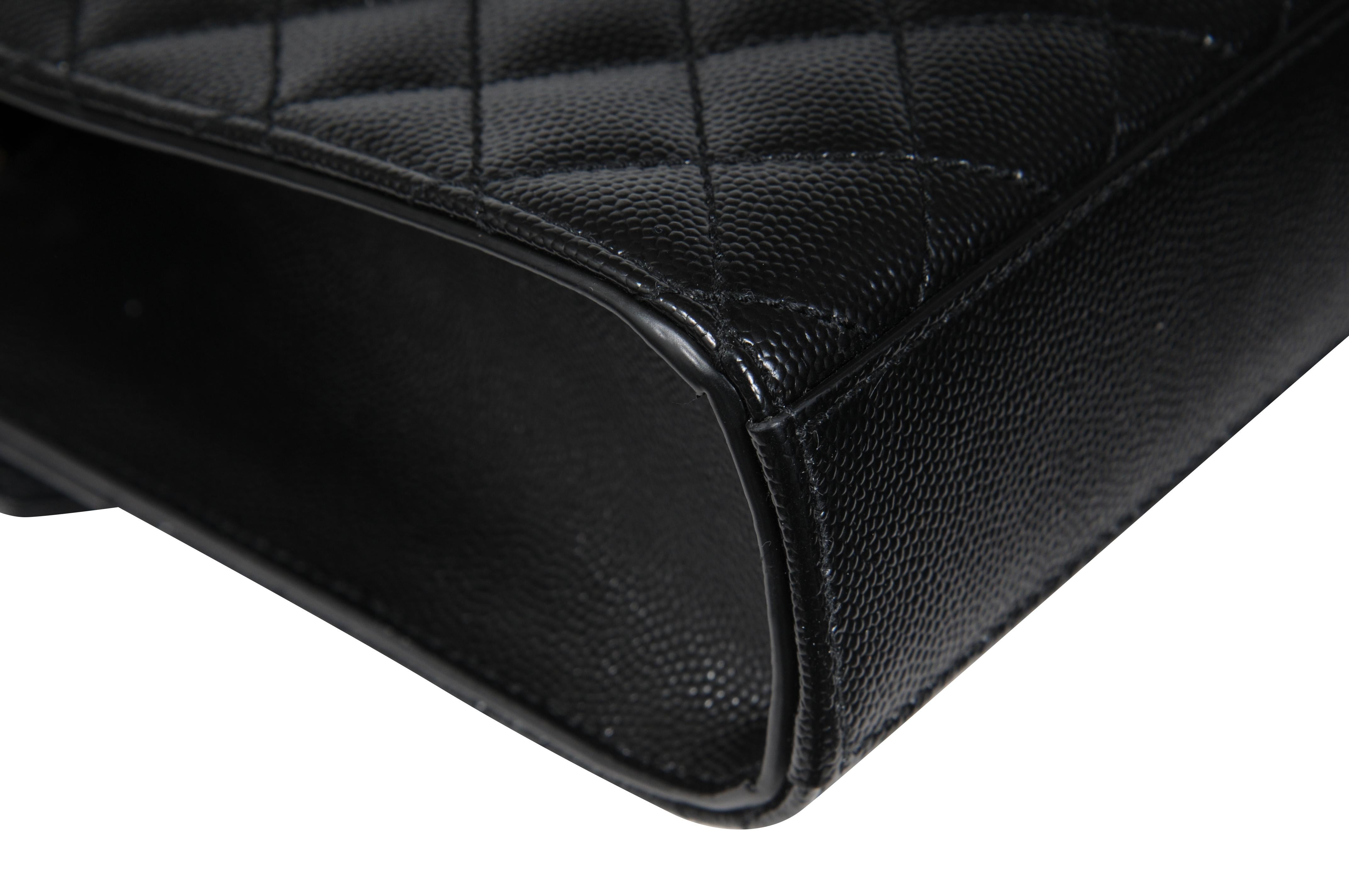 Saint Laurent Womens Envelope Medium Gesteppte Strukturierte Leder Umhängetasche Schwarz im Angebot 9