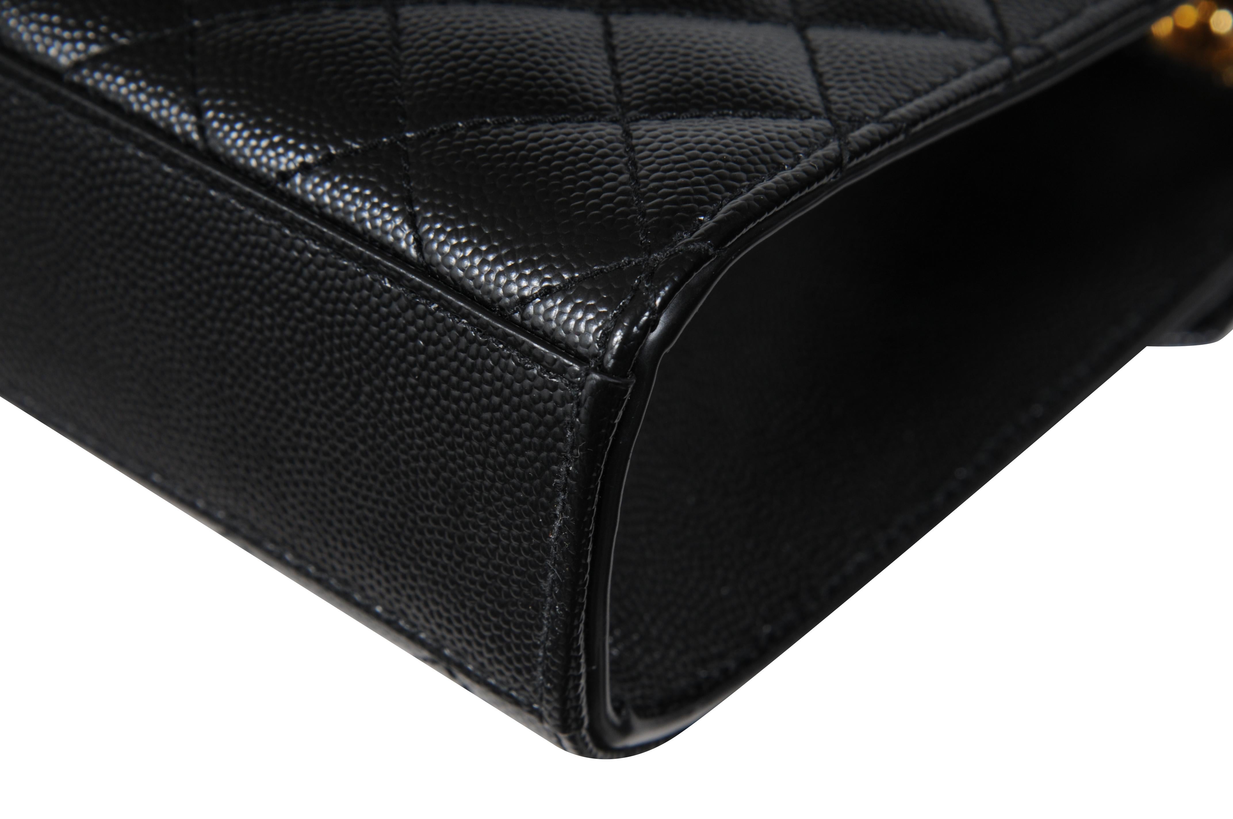 Saint Laurent Womens Envelope Medium Gesteppte Strukturierte Leder Umhängetasche Schwarz im Angebot 10