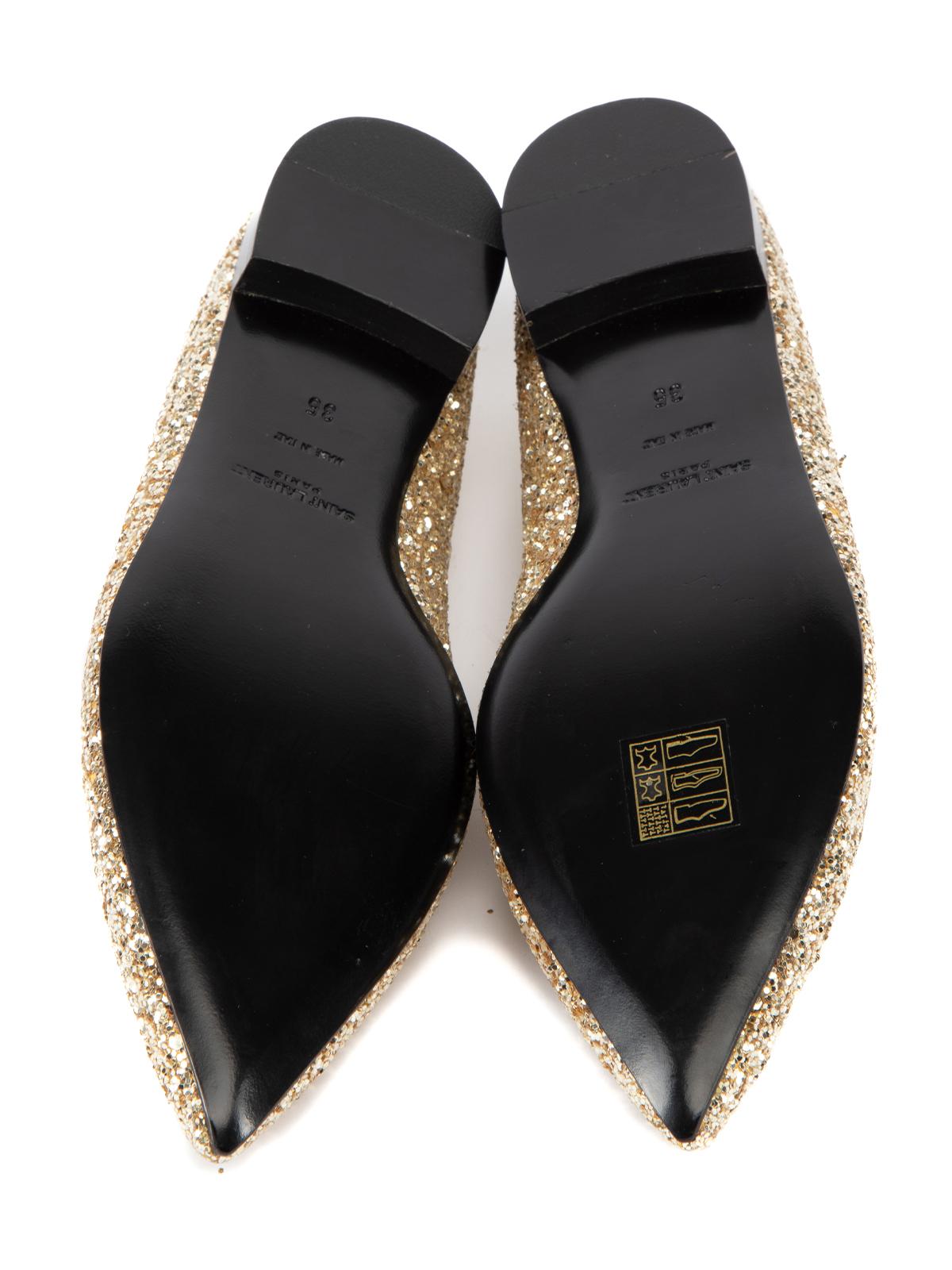 Saint Laurent Women's Gold Glitter Pointed Flats 2