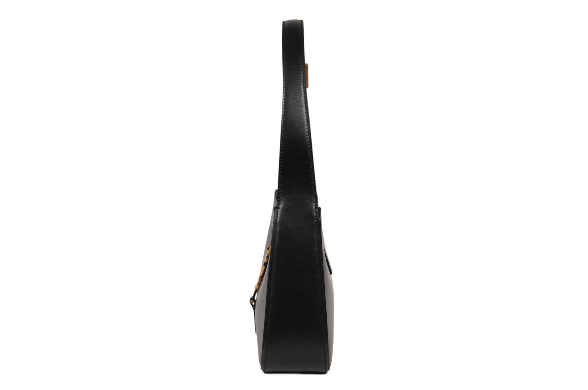 Saint Laurent Womens LE 5 A 7 Borsa a tracolla in pelle liscia nera Oro Logo YSL In condizioni ottime in vendita a North Miami, FL