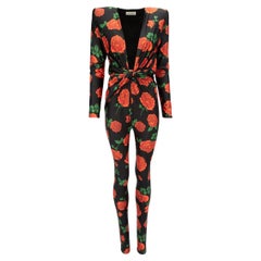 Saint Laurent Damen Jumpsuit mit Blumendruck