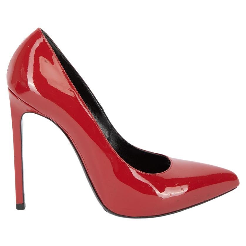 Saint Laurent Women's Red Patent Leather Pointed Toe Pumps For Sale at 1stDibs