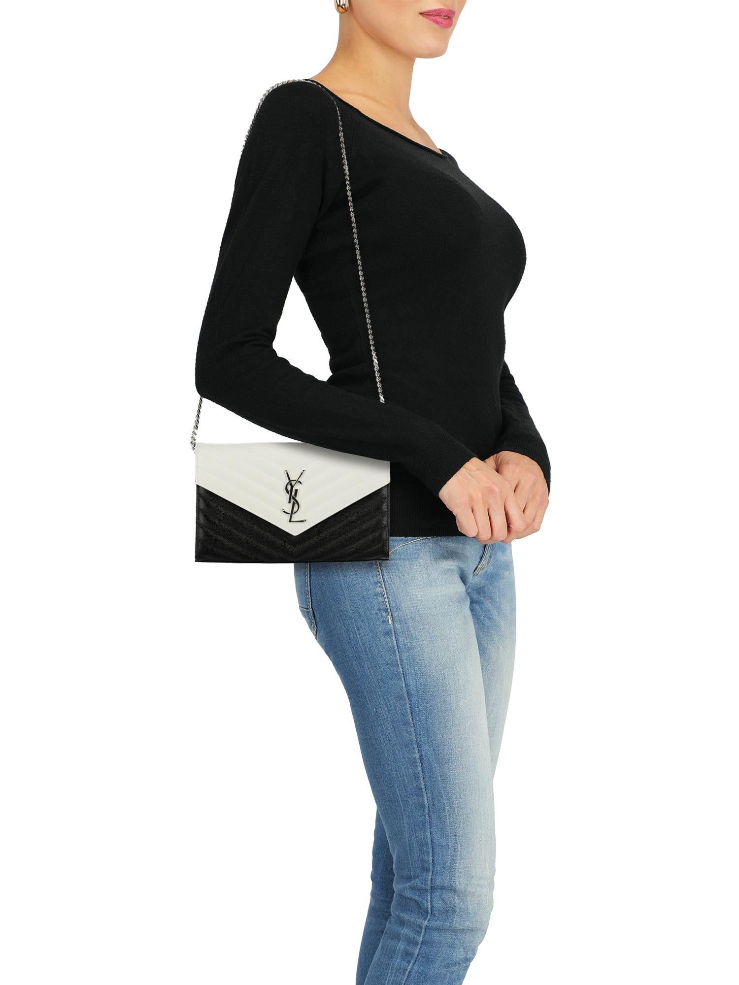 Product Description: Shoulder bag, leather, solid color, two-tone, front logo, chevron pattern, button fastening, removable shoulder strap, silver-tone hardware, with coin case, note compartment, leather lining.

Includes:
- Shoulder strap
-