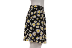 Saint Laurent Womens Sunflower Print Mini Skirt IT Size 38 US 6 Black Viscose