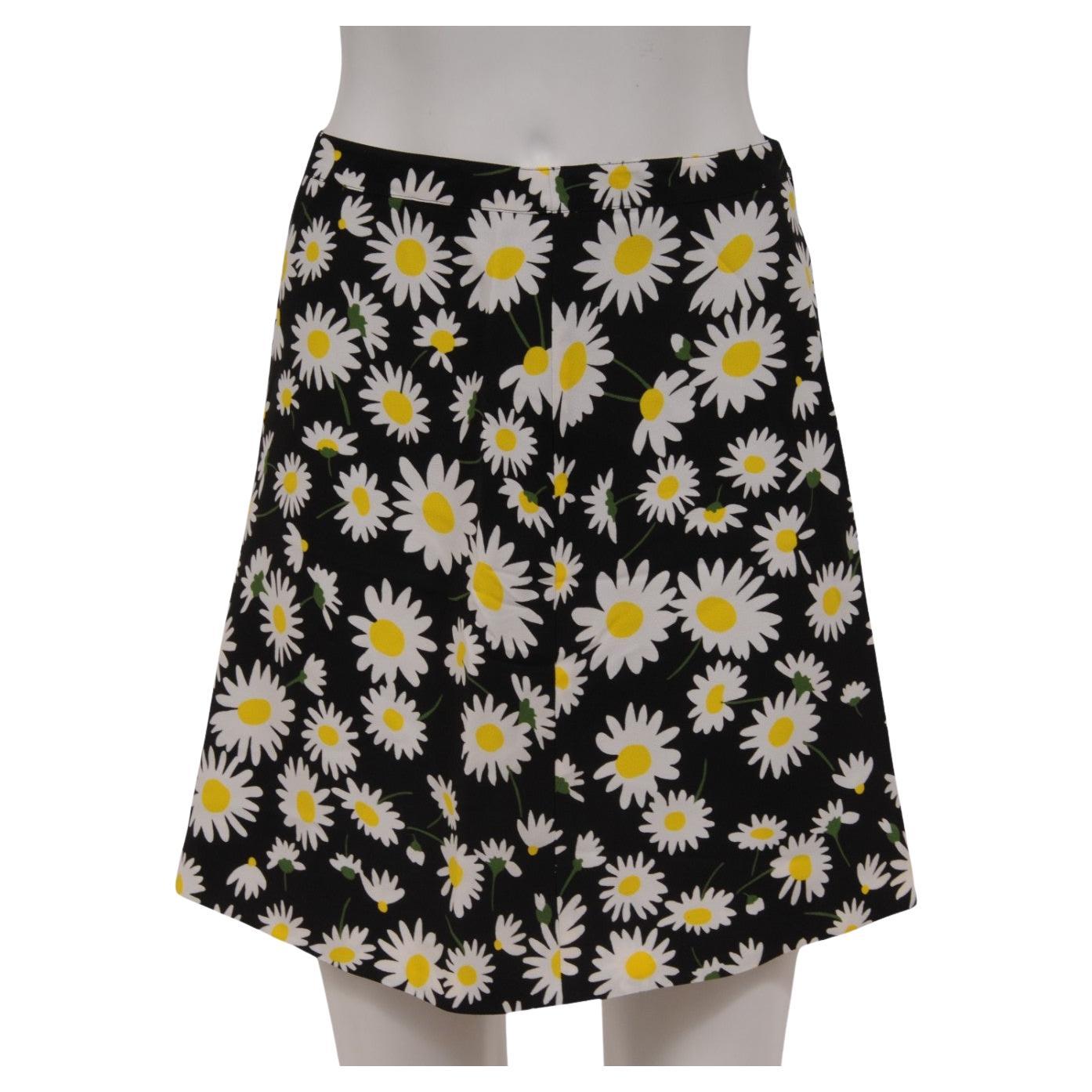Saint Laurent Womens Sunflower Print Mini Skirt IT Size 38 US 6 Black Viscose en vente