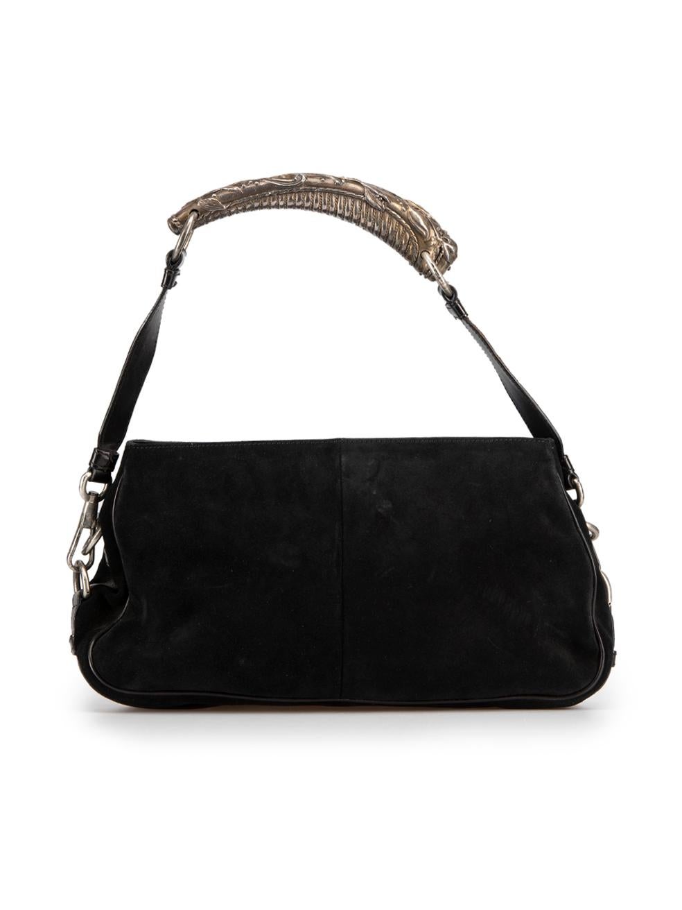 Saint Laurent Women's Vintage Black Suede Mombasa Top Handle Shoulder Bag In Good Condition In London, GB