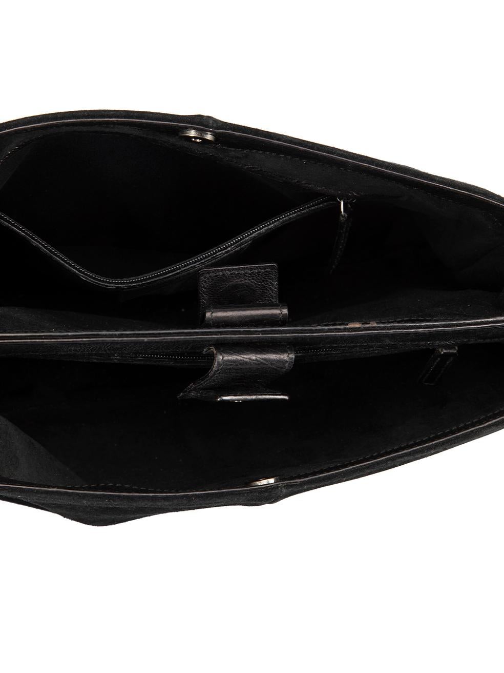 Saint Laurent Women's Vintage Black Suede Mombasa Top Handle Shoulder Bag 2