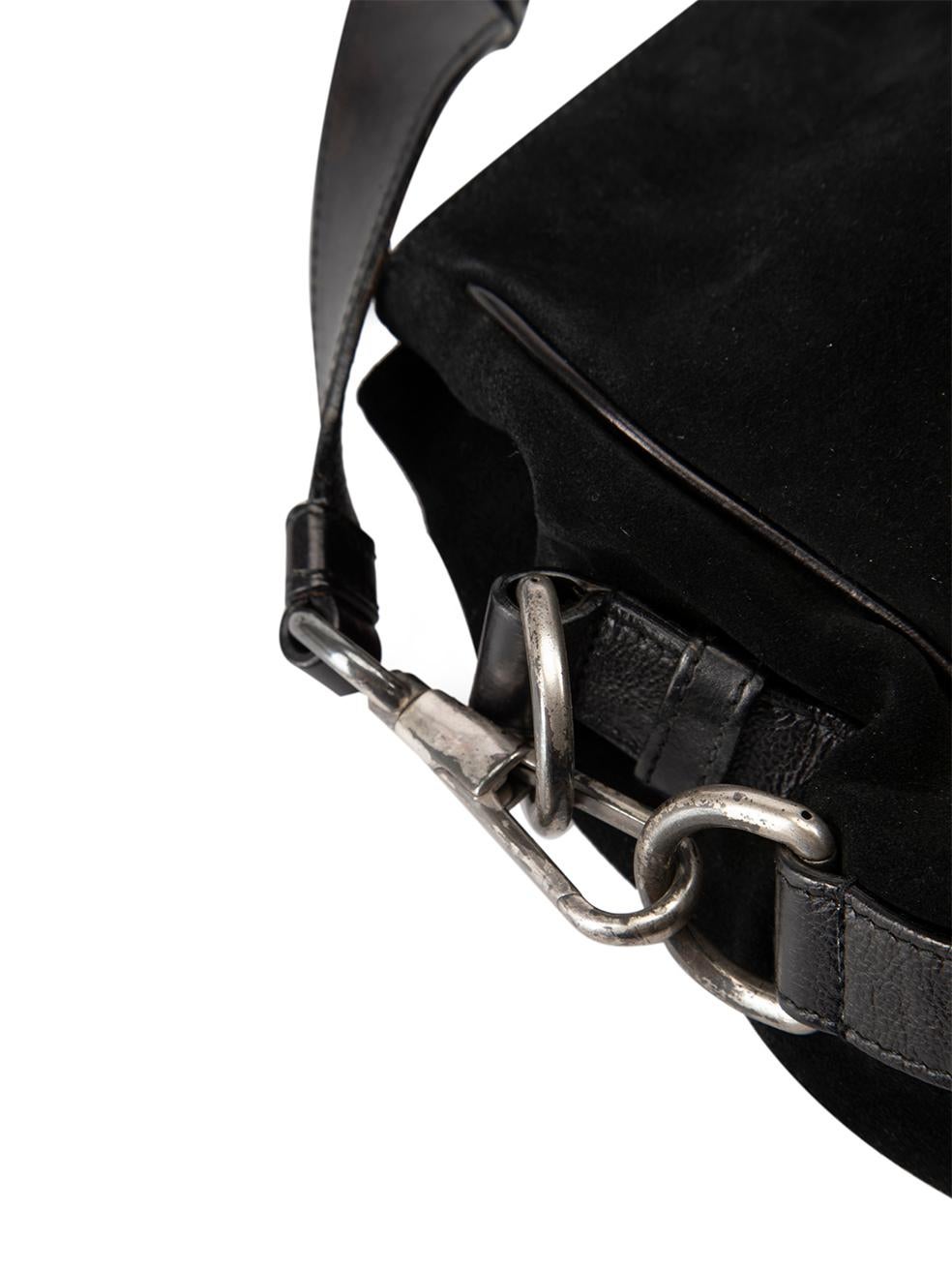 Saint Laurent Women's Vintage Black Suede Mombasa Top Handle Shoulder Bag 5