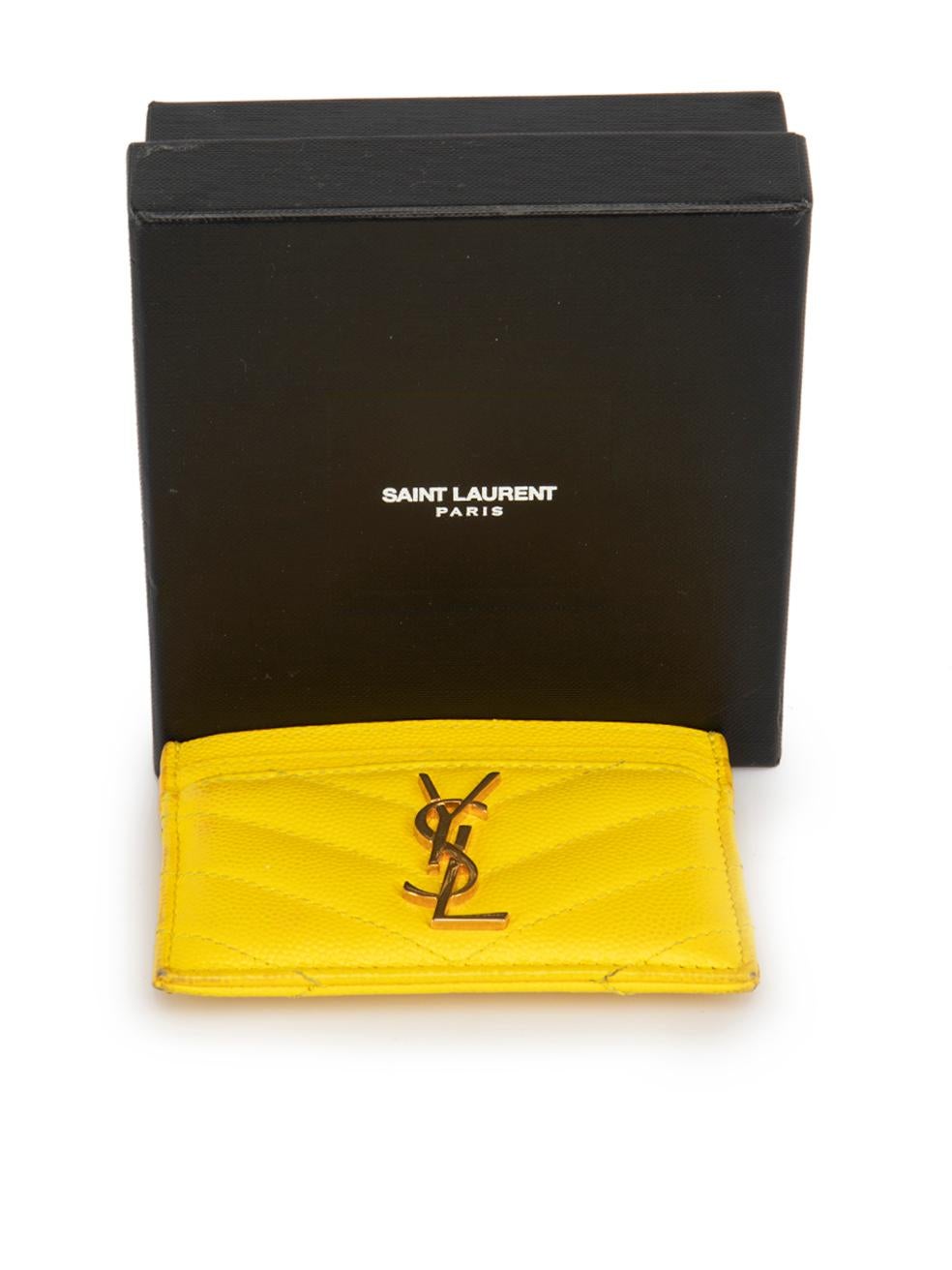 Saint Laurent Women's Yellow Leather Monogram Card Holder 4