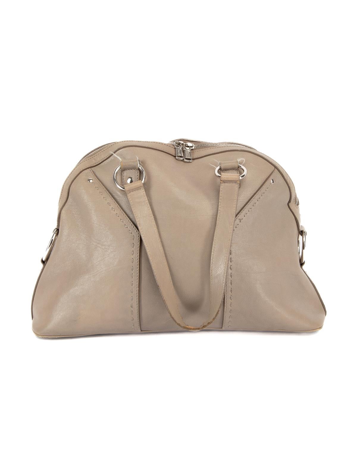 Saint Laurent Women's Yves Saint Laurent Brown Leather Muse Tote Bag For Sale 1
