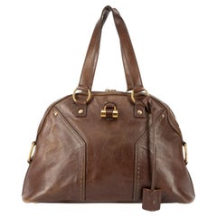 Saint Laurent Damen Yves Saint Laurent Rive Gauche Dunkelbraune Muse-Handtasche