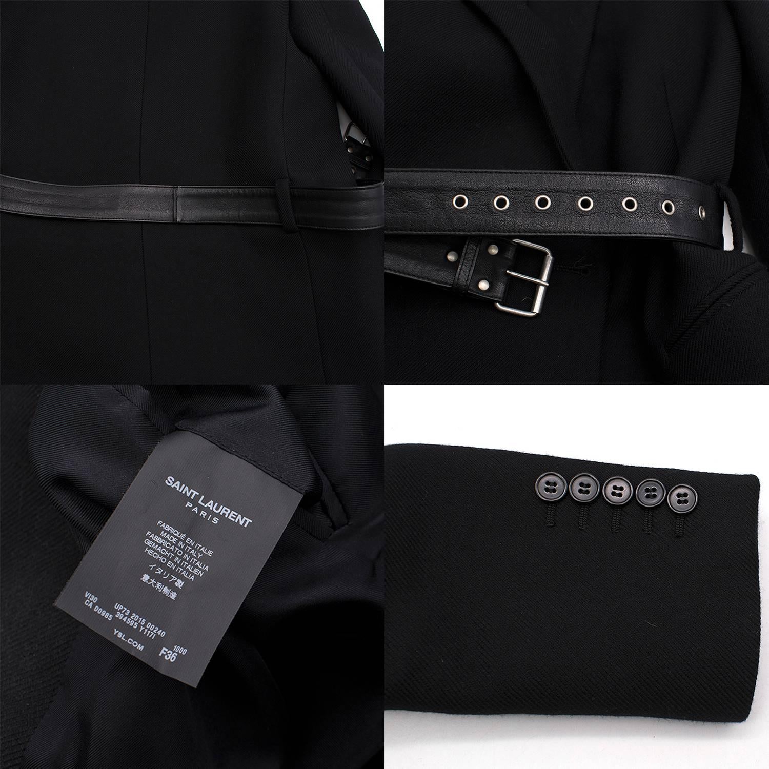 Saint Laurent Wool Belted Coat - Size XS For Sale 4