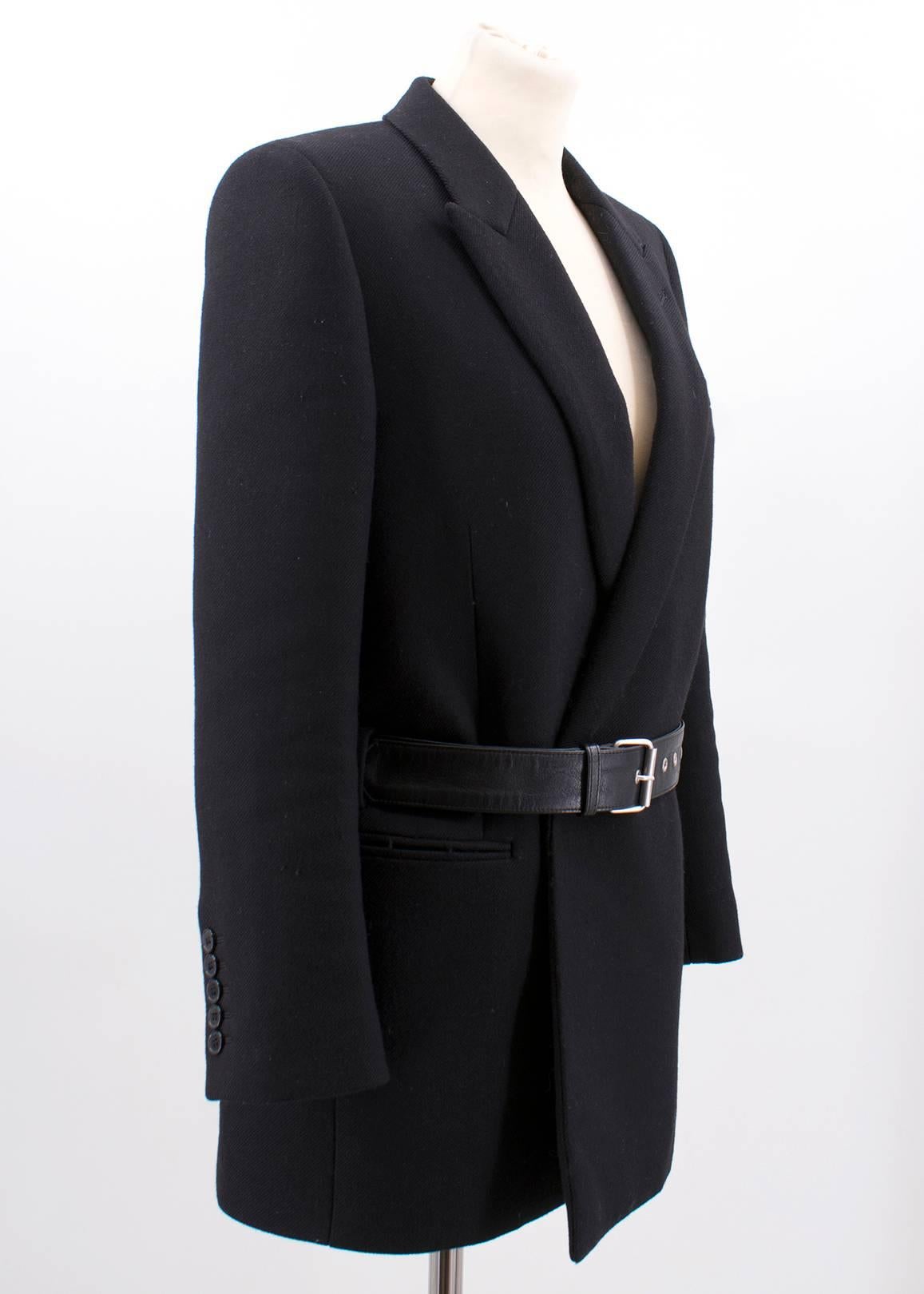 wool coat with leather belt