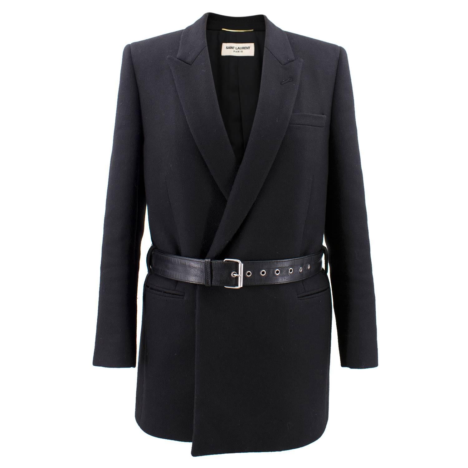 Saint Laurent Wool Belted Coat - Size XS For Sale