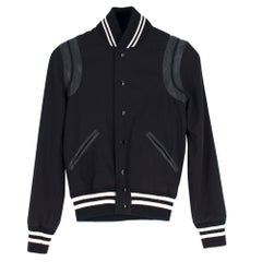 Saint Laurent Wool Blend Leather Trim Teddy Bomber Jacket SIZE 34