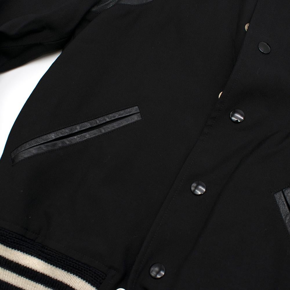 Women's Saint Laurent Wool Blend Leather Trim Teddy Bomber Jacket SIZE 34