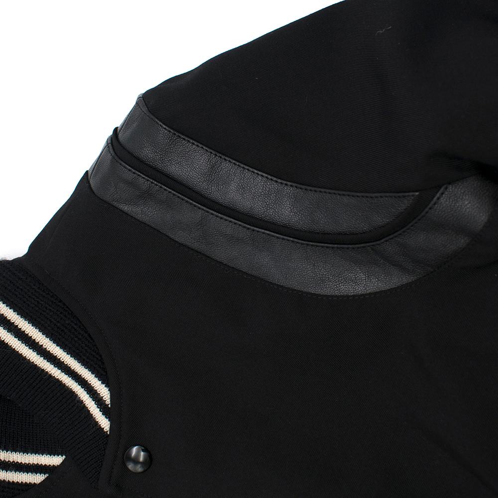 Saint Laurent Wool Blend Leather Trim Teddy Bomber Jacket SIZE 34 1