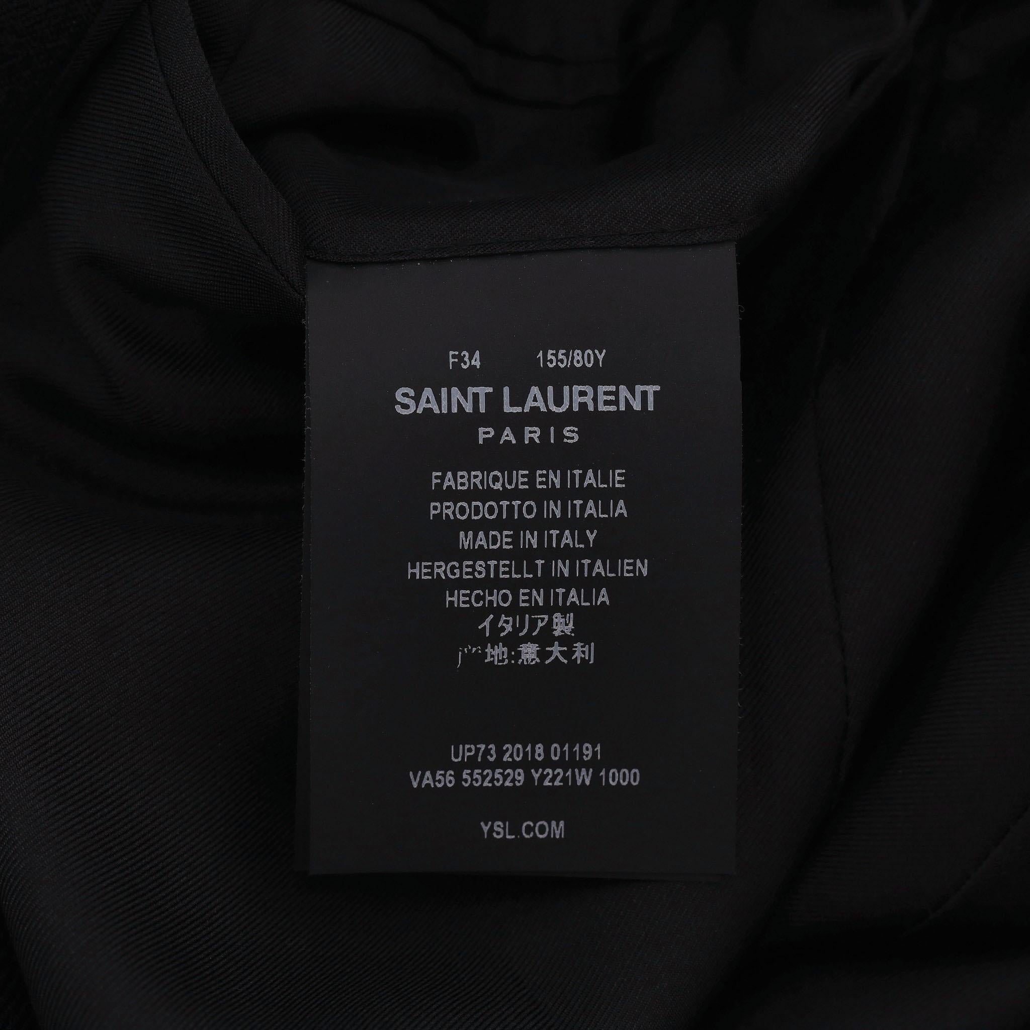 Giacca in lana con finiture in pelle di Saint Laurent in vendita 2