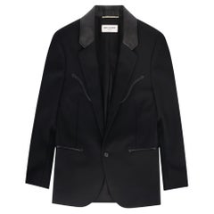 Saint Laurent Wolljacke mit Lederbesätzen