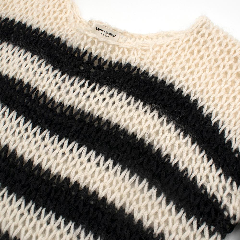 Beige Saint Laurent Wool Oversize Striped Sweater XS