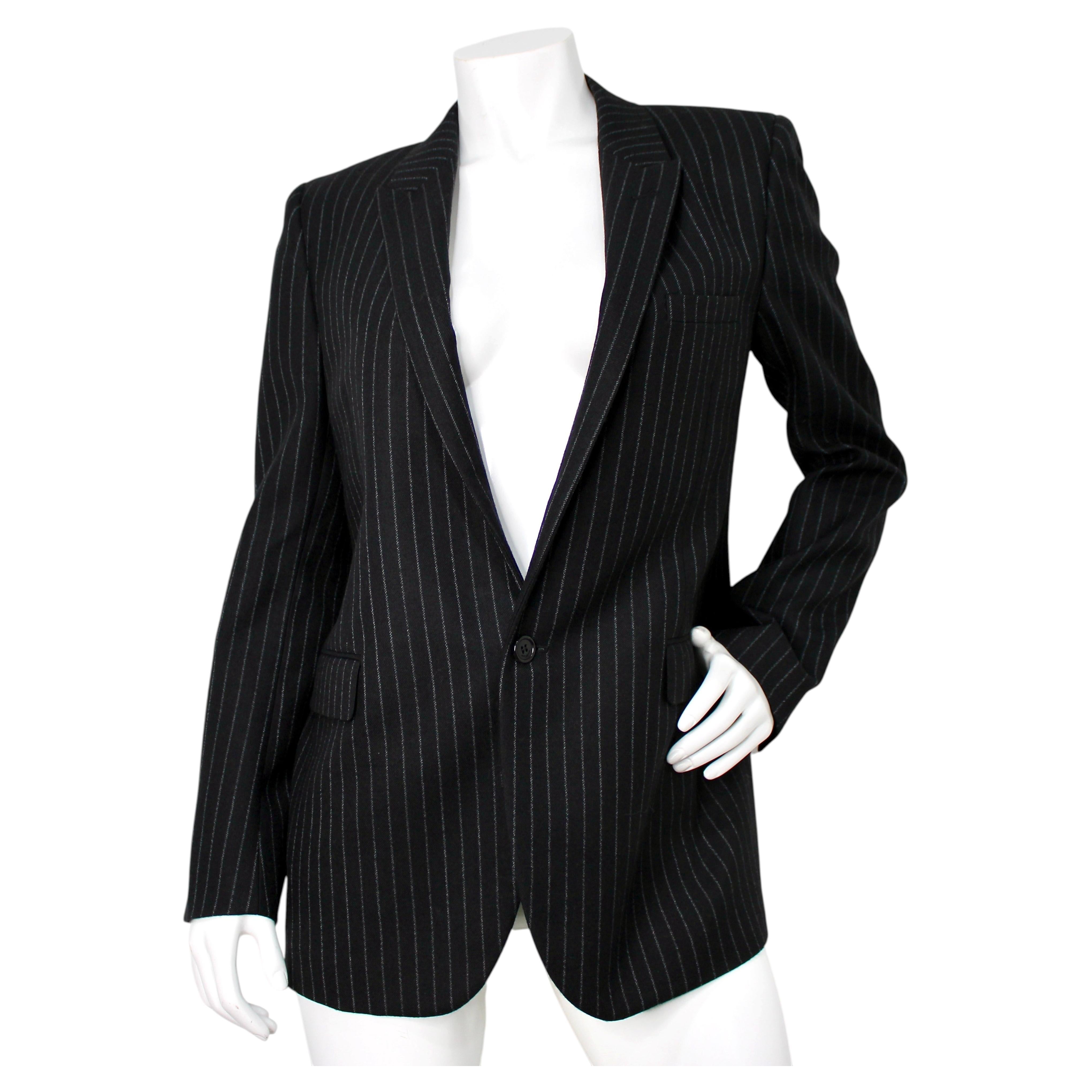 Saint Laurent Wool Pinstripe Single Breasted Blazer