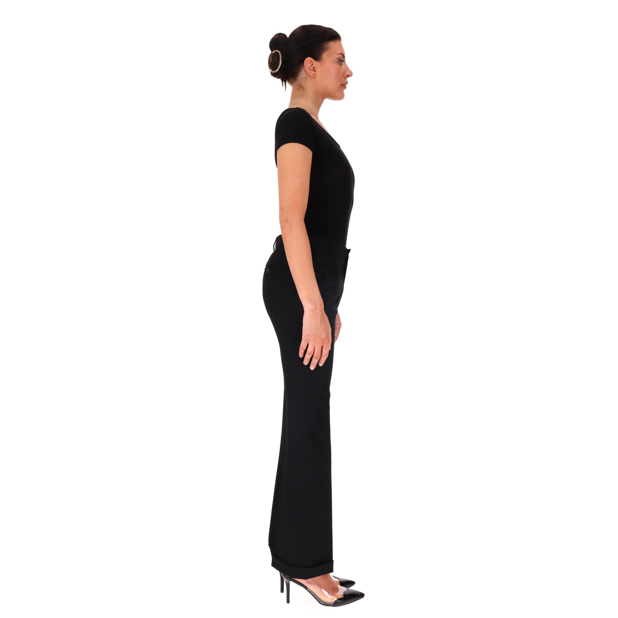 Noir Saint Laurent - Pantalon évasé tailleur en laine en vente