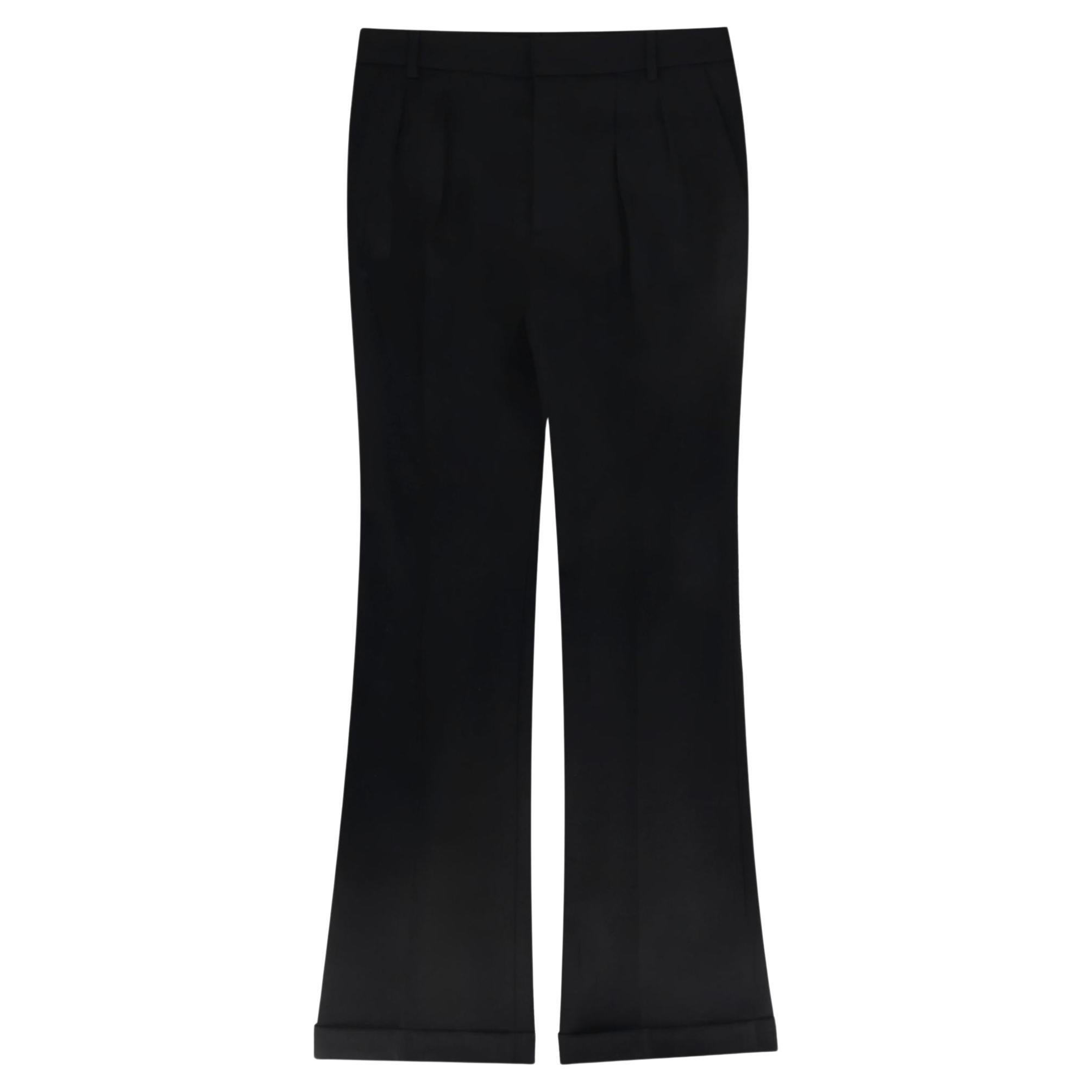 Pre-owned Saint Laurent Wool Tailored Flared Trousers In Black