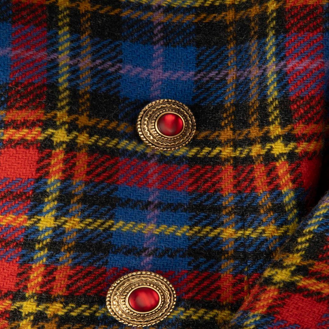 Saint Laurent Wool Tartan Blazer Size M In Good Condition In London, GB