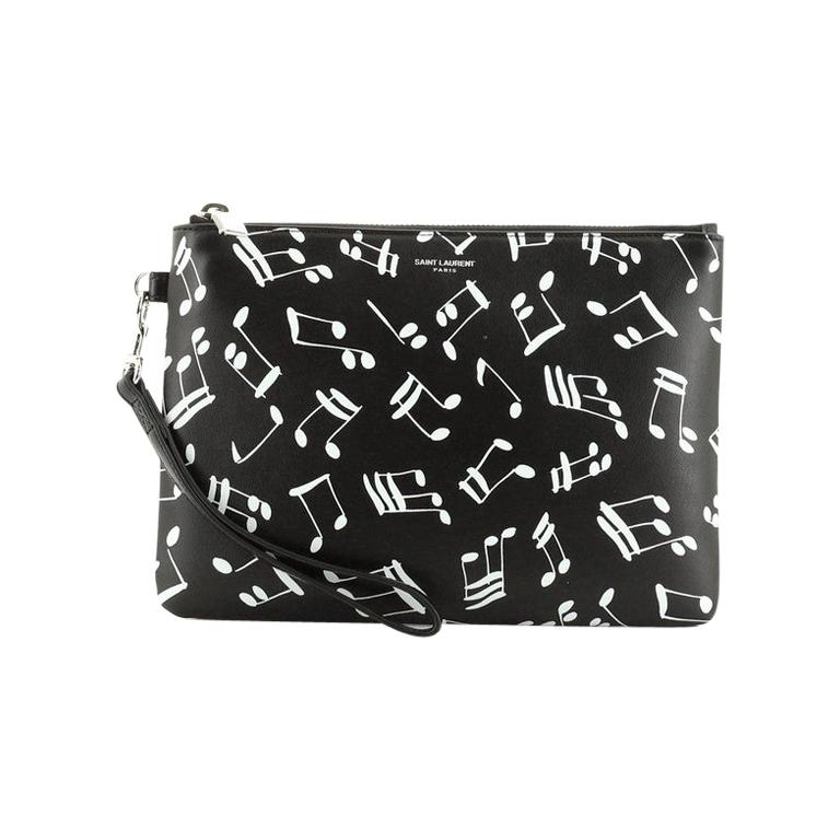 Saint Laurent Wristlet Pouch Printed Leather Small