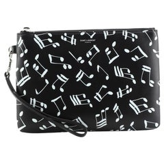 Saint Laurent Wristlet Pouch Printed Leather Small
