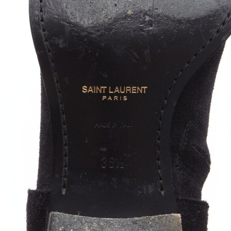 SAINT LAURENT Wyatt 40 botín de ante negro con arnés de cadena plateada EU36.5 en venta 7