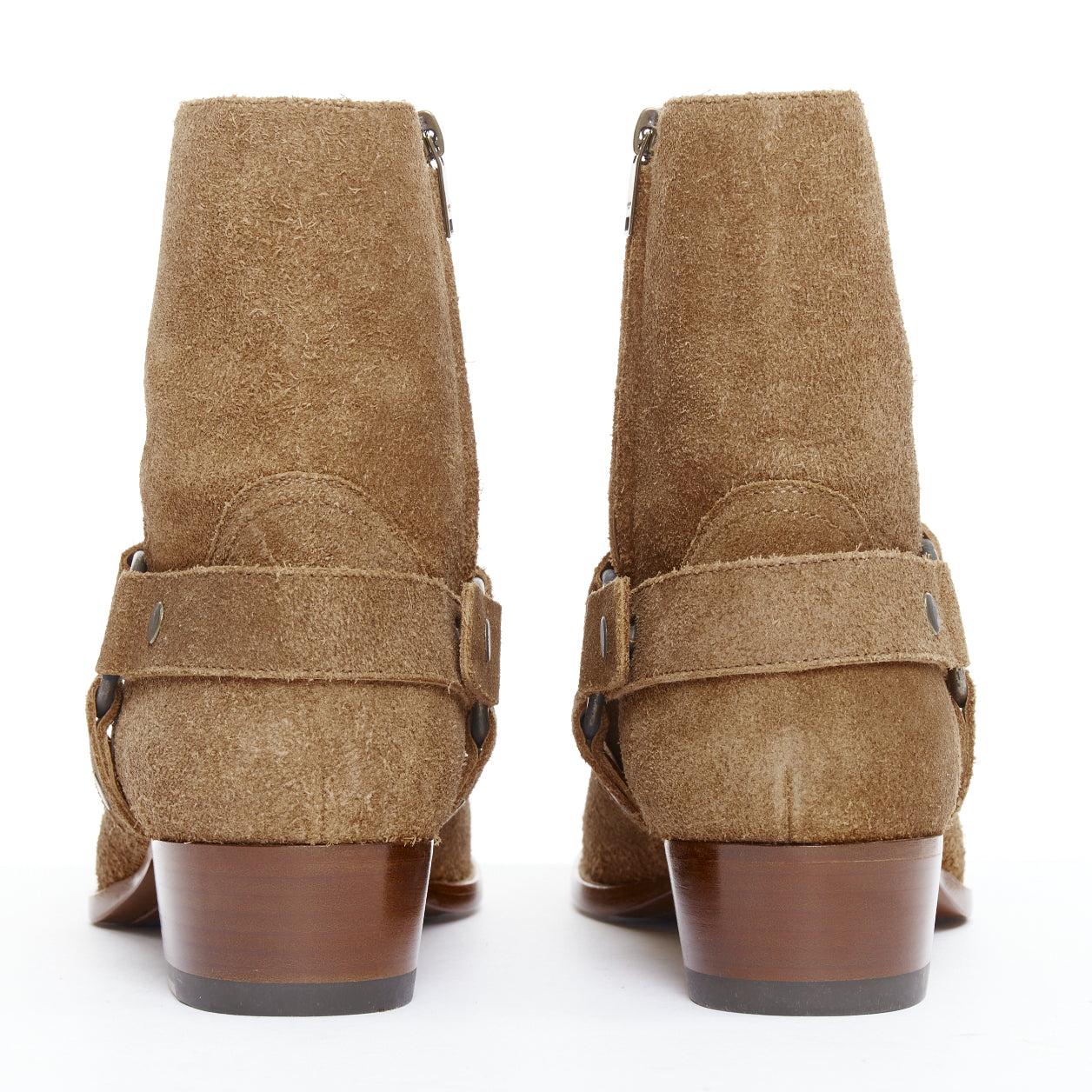 SAINT LAURENT Wyatt brown suede copper ring harness desert boots EU41 For Sale 1