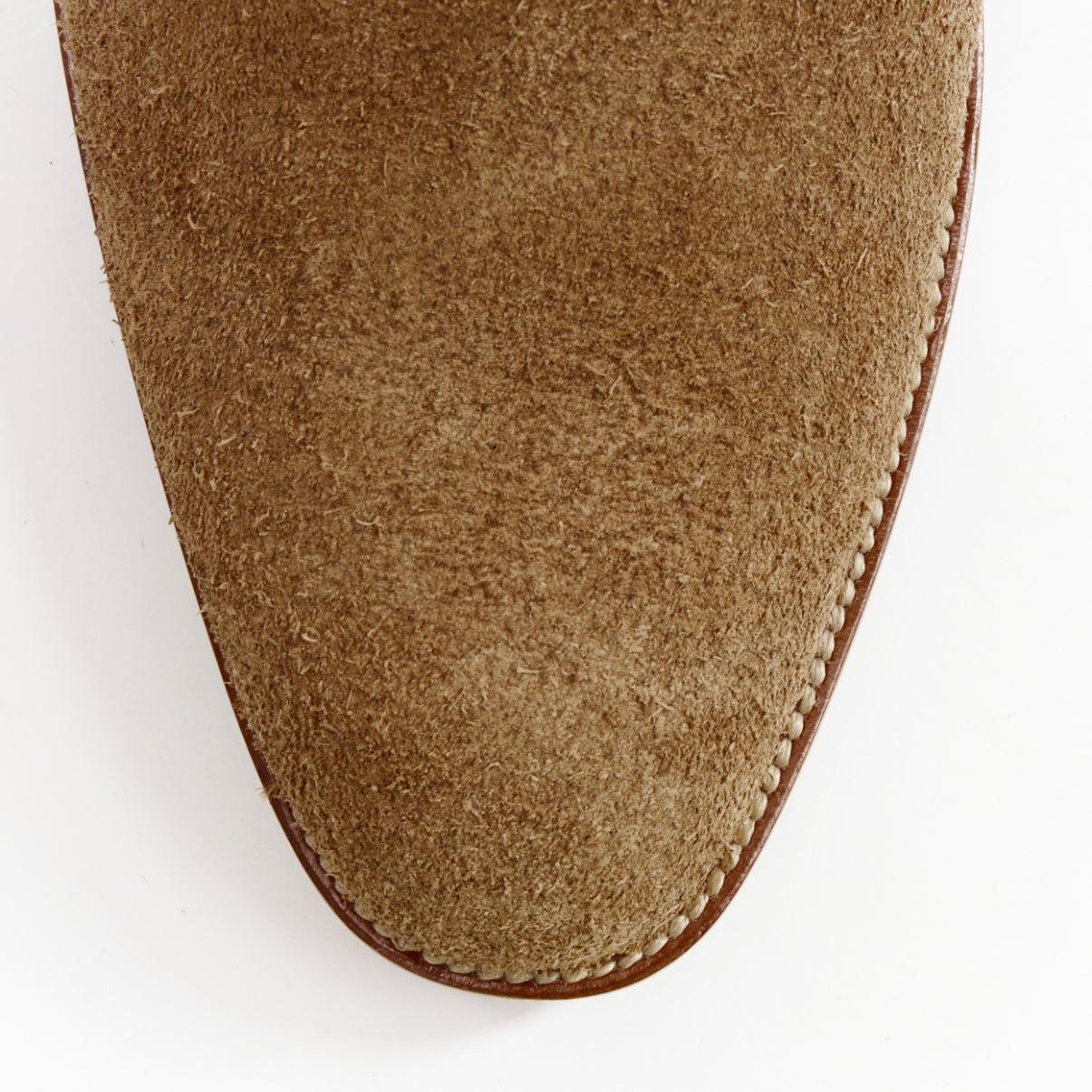 SAINT LAURENT Wyatt brown suede copper ring harness desert boots EU41 For Sale 2
