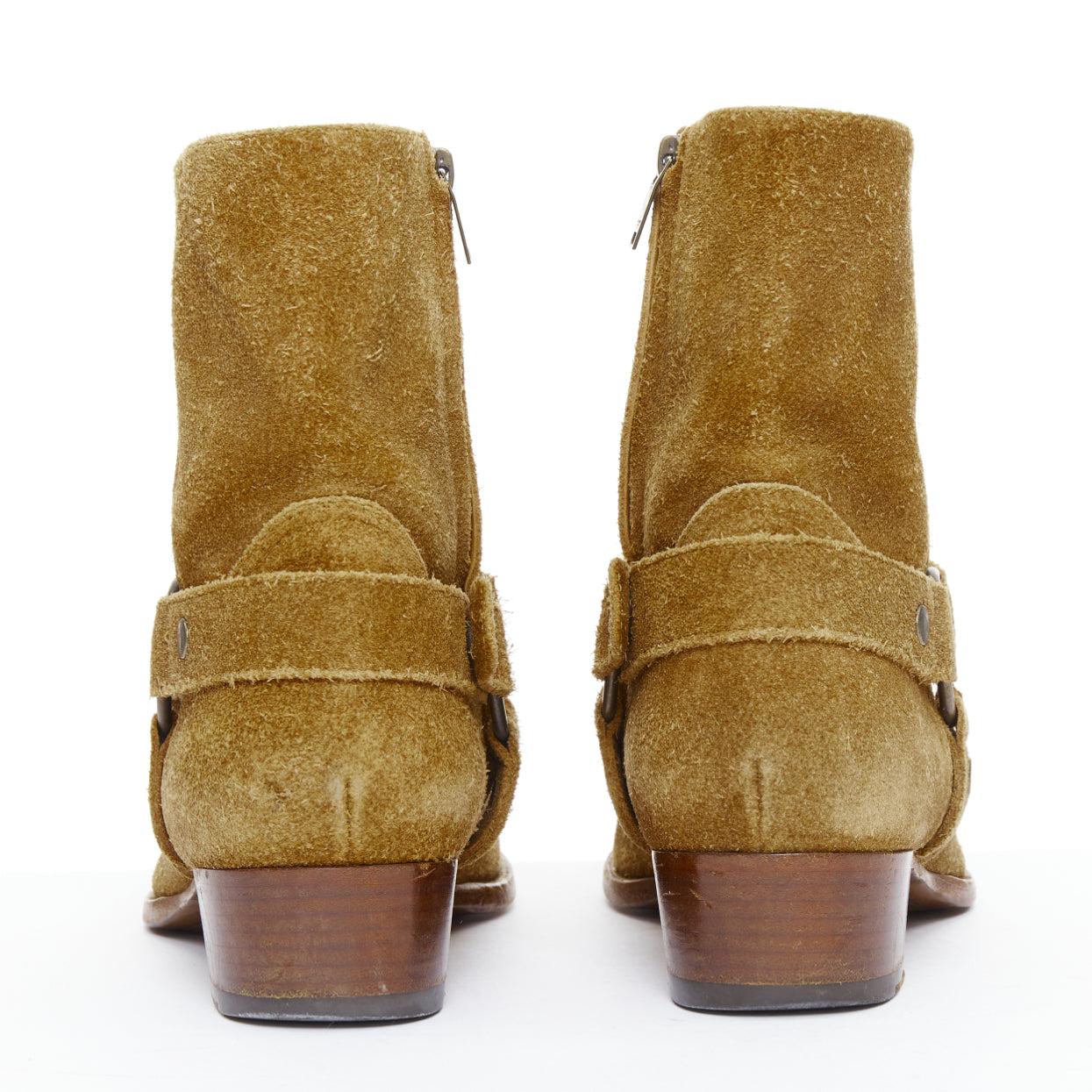 SAINT LAURENT Wyatt braun Leder Harness Western Stiefel EU41.5 im Angebot 1