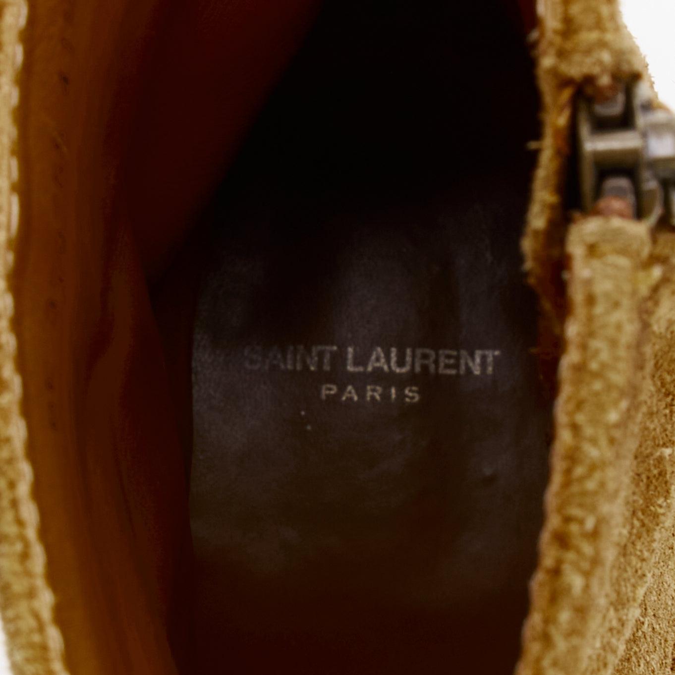 SAINT LAURENT Wyatt braun Leder Harness Western Stiefel EU41.5 im Angebot 5
