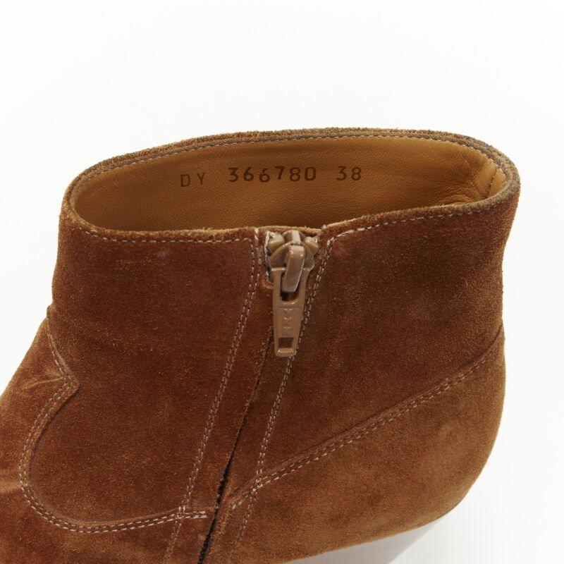 SAINT LAURENT Wyatt botín cubano punta de almendra de ante marrón tostado EU38 en venta 7
