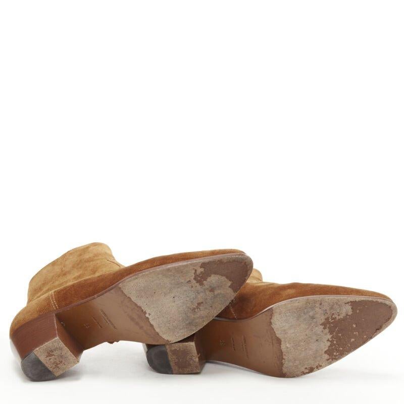 SAINT LAURENT Wyatt botín cubano punta de almendra de ante marrón tostado EU38 en venta 2