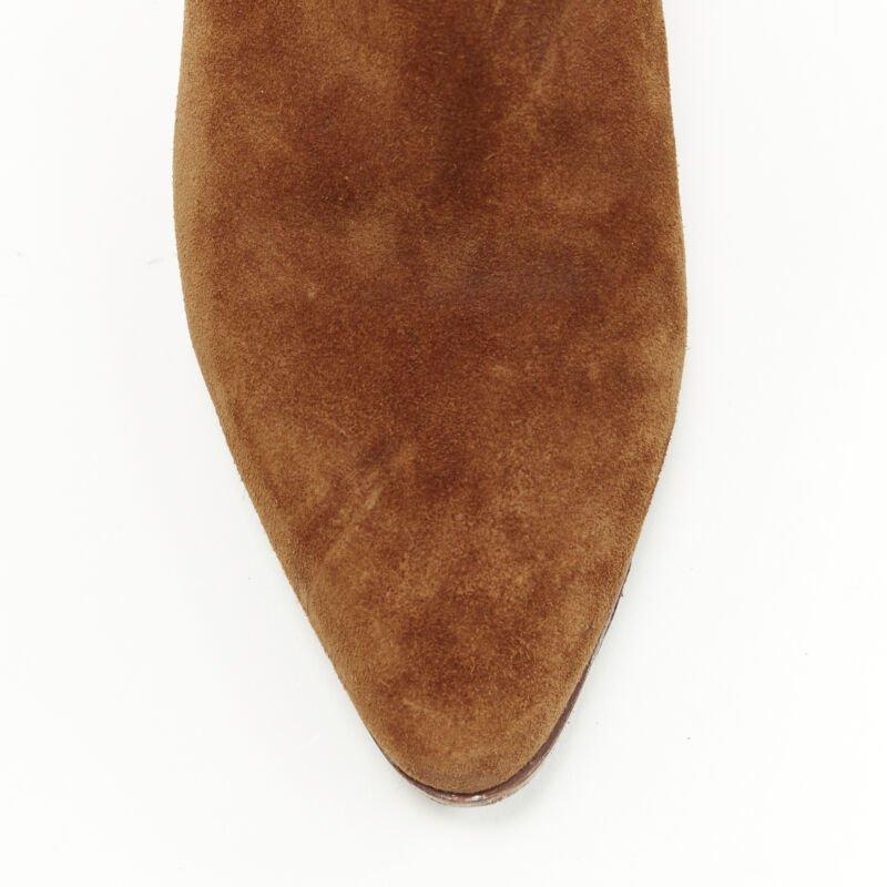 SAINT LAURENT Wyatt botín cubano punta de almendra de ante marrón tostado EU38 en venta 3