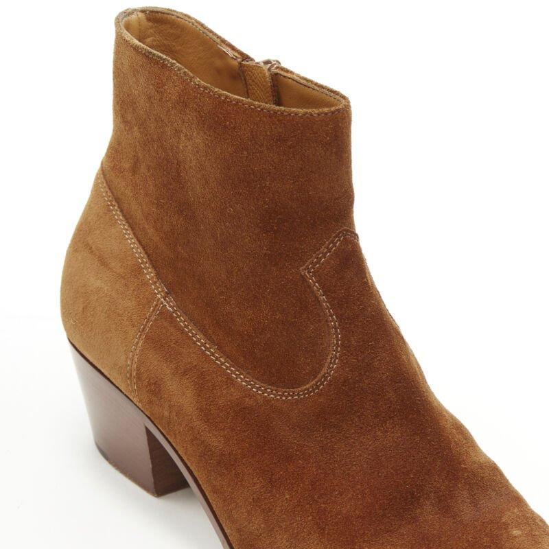 SAINT LAURENT Wyatt botín cubano punta de almendra de ante marrón tostado EU38 en venta 4